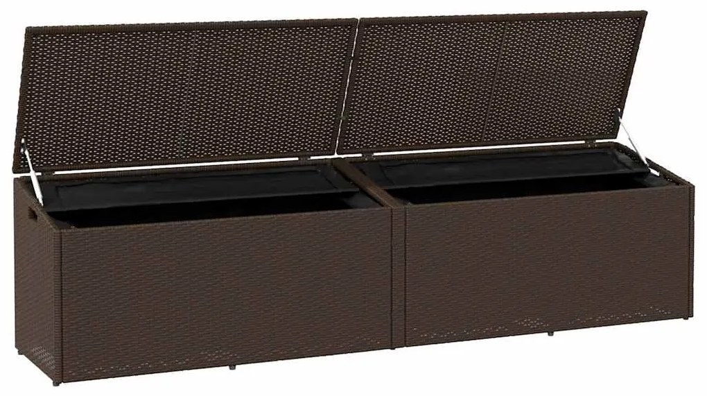 Caixa de arrumação para jardim 220x50x58 cm vime PE castanho