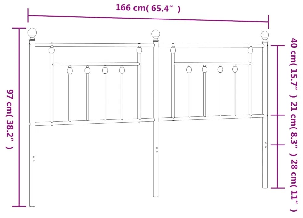 Cabeceira de cama 160 cm metal branco