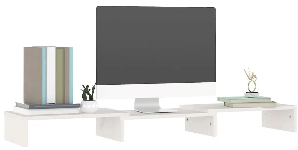Suporte para monitor 80x24x10,5 cm madeira pinho maciça branco