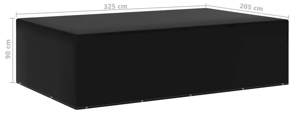 Capa para mobiliário de jardim com 12 ilhós 205x325x90 cm