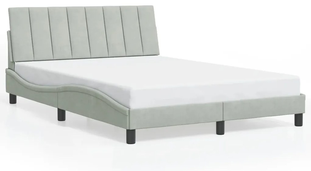 Estrutura de cama c/ luzes LED 140x200 cm veludo cinzento-claro