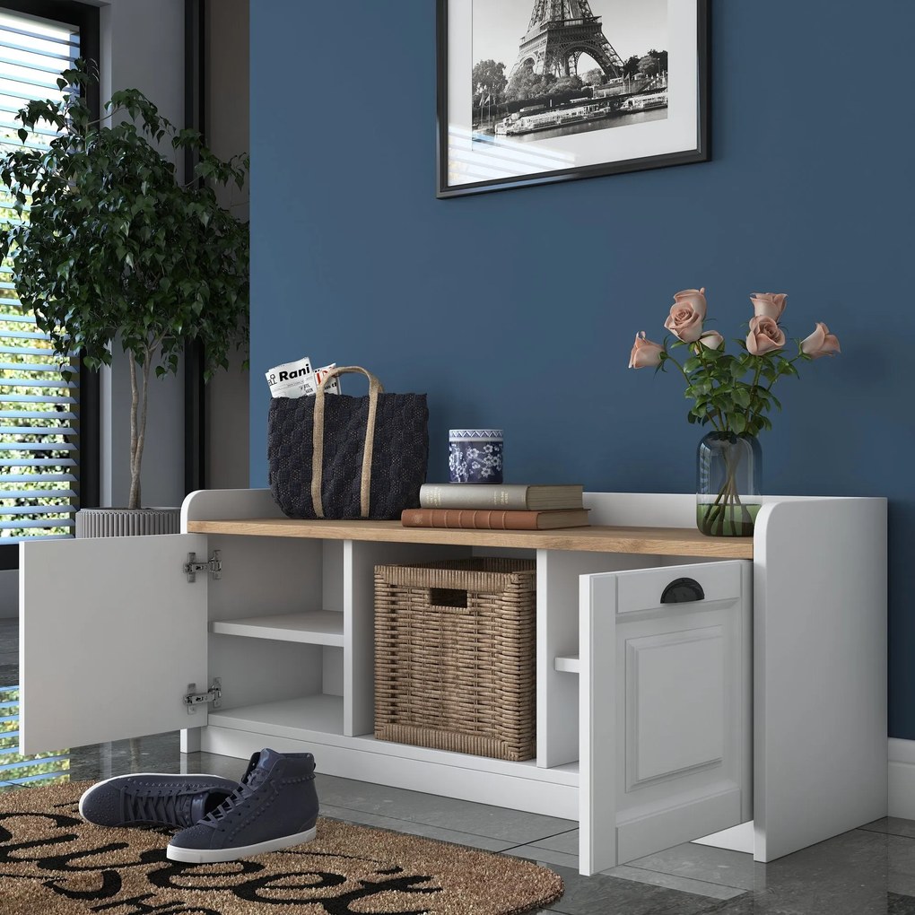 Sapateira P2 – Branco e Nogueira – 120x45x40 cm