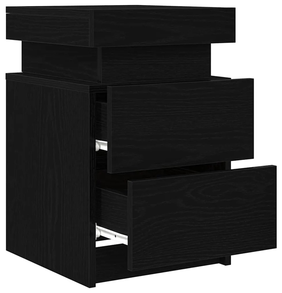Cômoda de Canto vidaXL com Luzes LED 2 pcs Carvalho Preto 35x39x55 cm