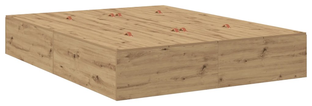 Cama de Armazenamento vidaXL em Carvalho Artisan 140x190 cm