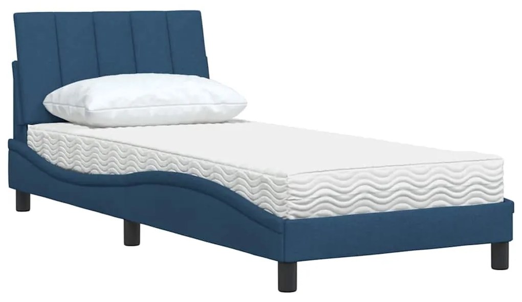 Cama com colchão 90x190 cm tecido azul