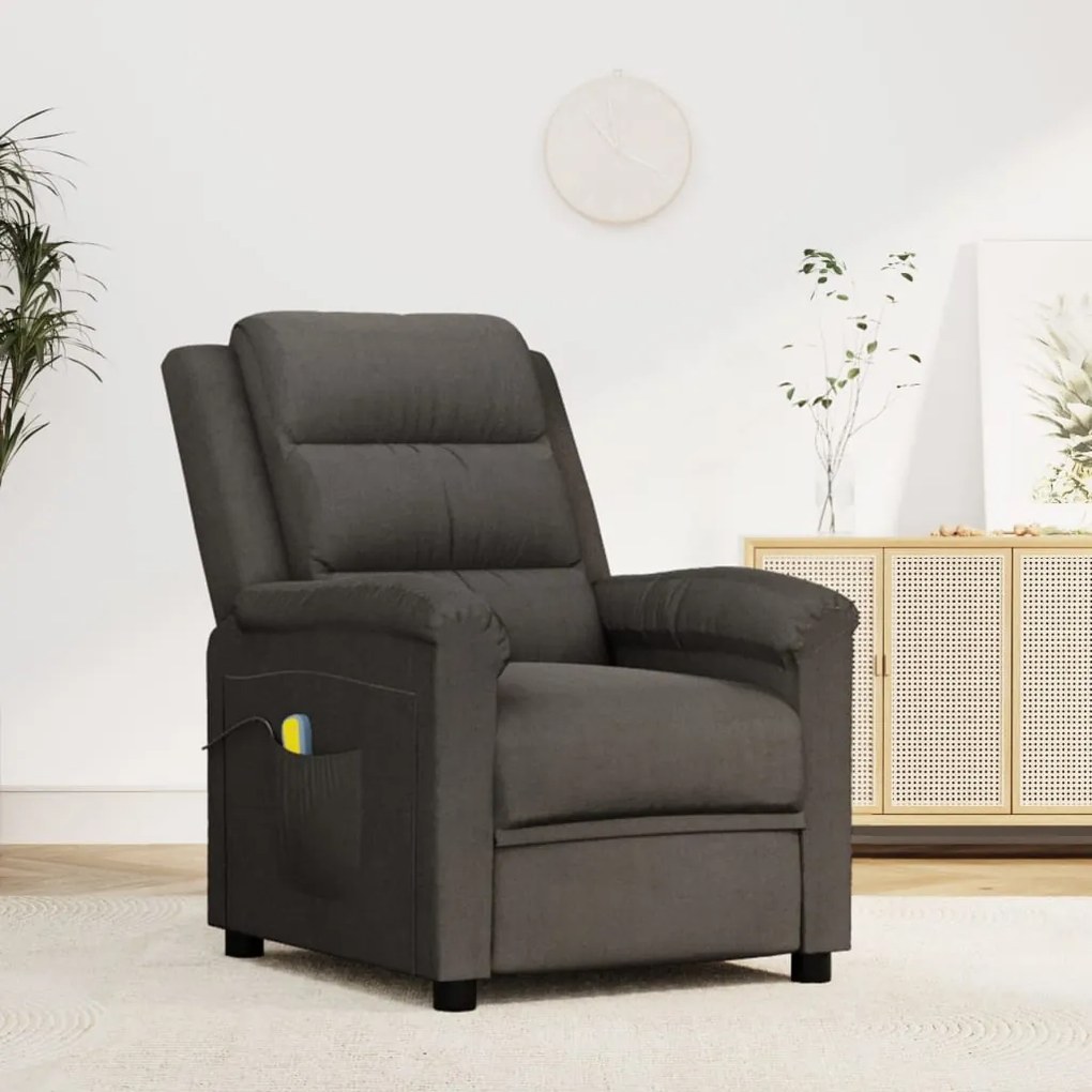 vidaXL Poltrona de massagens elétrica veludo cinza-escuro