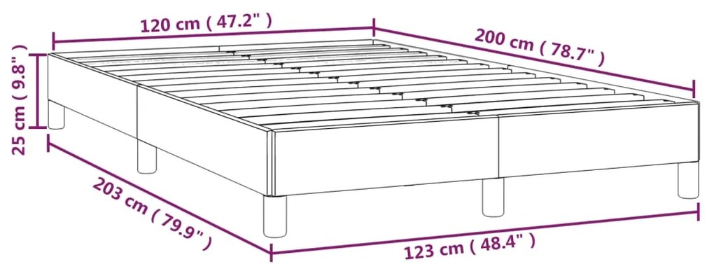 Estrutura de cama sem colchão 120x200 cm tecido castanho-escuro