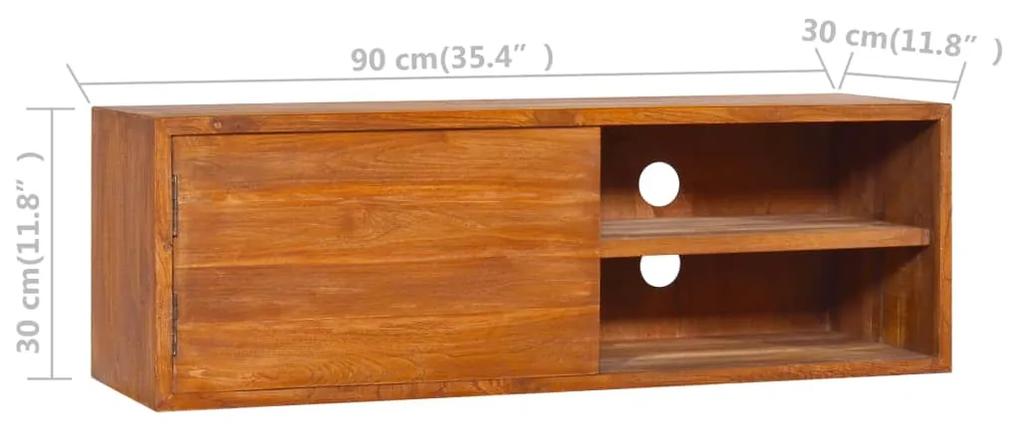 Armário de parede para TV 180x30x30 cm madeira de teca maciça