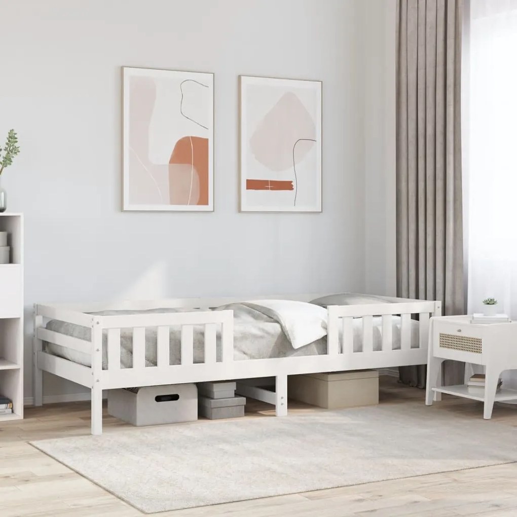 vidaXL Cama sem colchão 100x200 cm madeira de pinho maciça branco