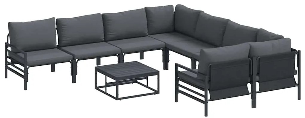 Conjunto de Sofá de Jardim 9 pcs Antracite Aço