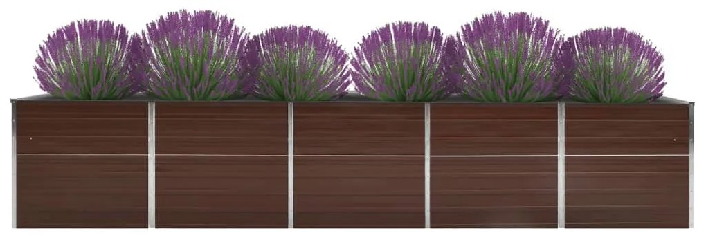 Canteiro jardim elevado 400x80x77cm aço galvanizado castanho