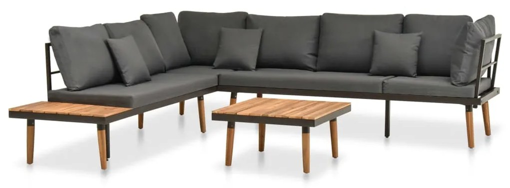vidaXL 4 pcs conj. lounge jardim c/ almofadões madeira acácia maciça