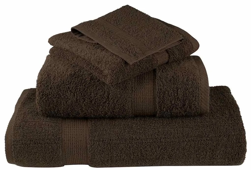 8pcs Conjunto toalhas banho premium SOLUND 600 gsm castanho