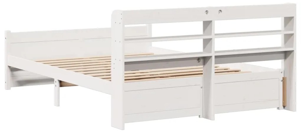 Estrutura de cama c/ cabeceira 150x200 cm pinho maciço branco