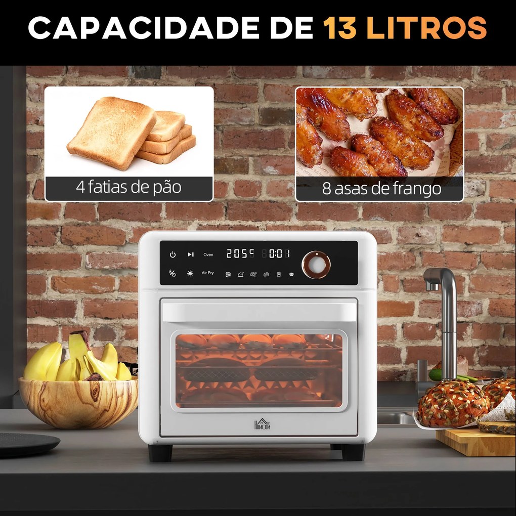 HOMCOM Mini Forno Elétrico Multifuncional Forno Elétrico de 13L 1200W