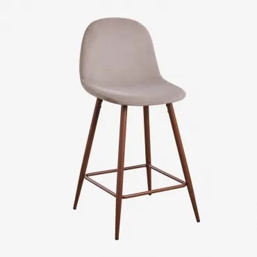 Pacote De 4 Bancos Altos Em Veludo Glamm Madeira Escura & Toupeira & ↑65 Cm - Sklum