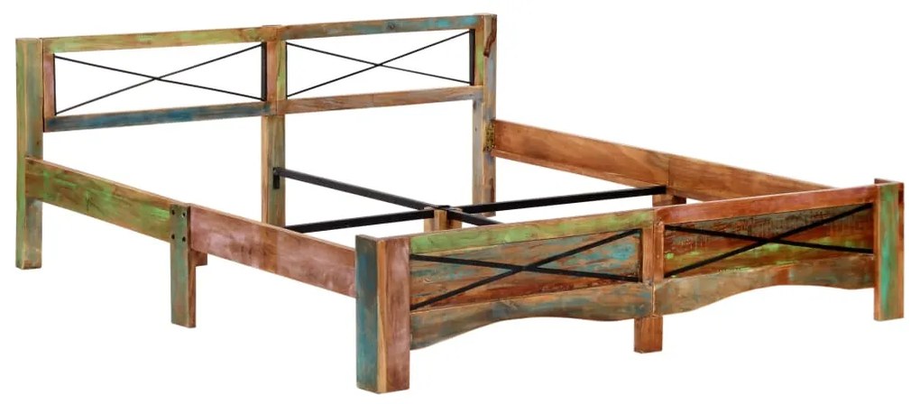 Estrutura de cama madeira recuperada maciça 180x200 cm
