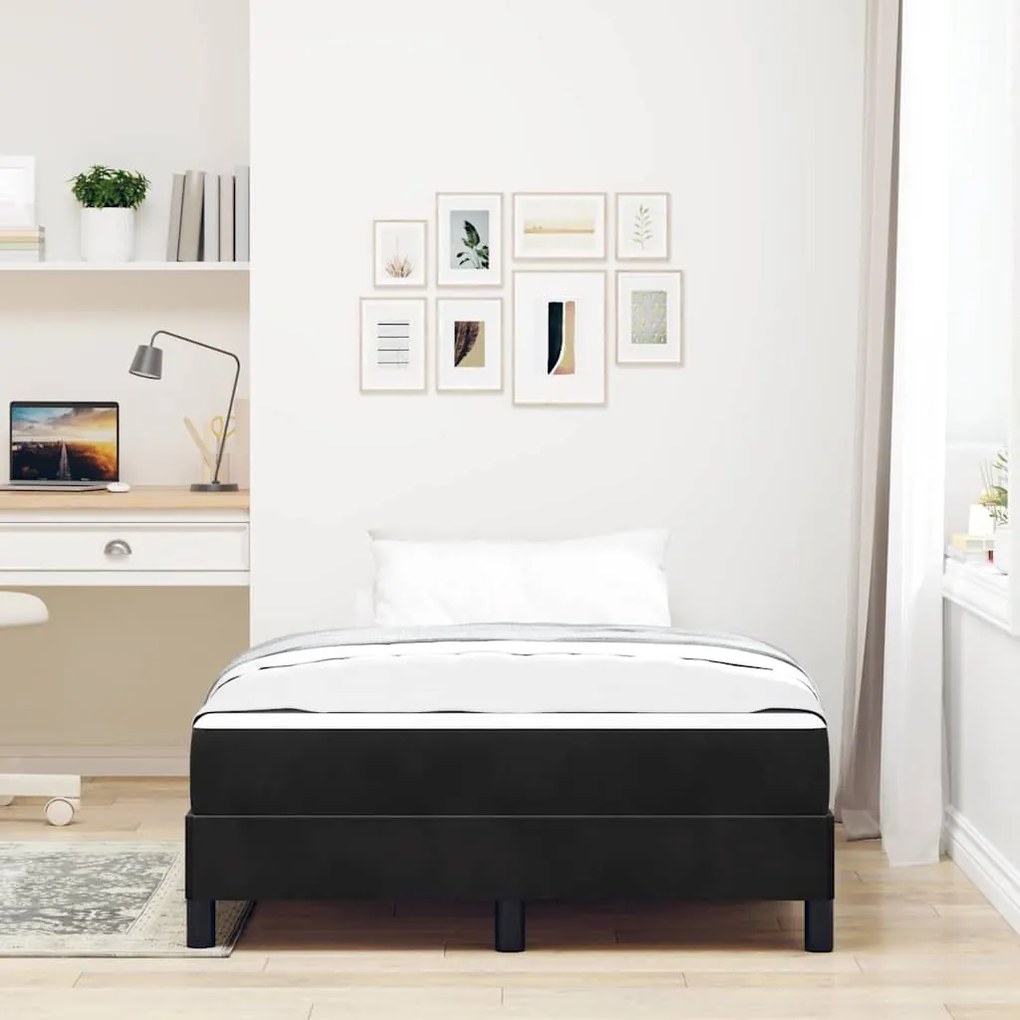 Cama box spring com colchão Preto 120 x 200 cm Veludo