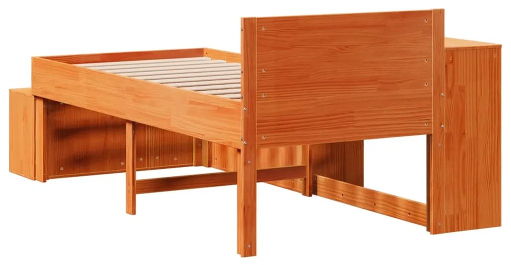 Cama sem colchão 90x200 cm pinho maciço castanho-mel