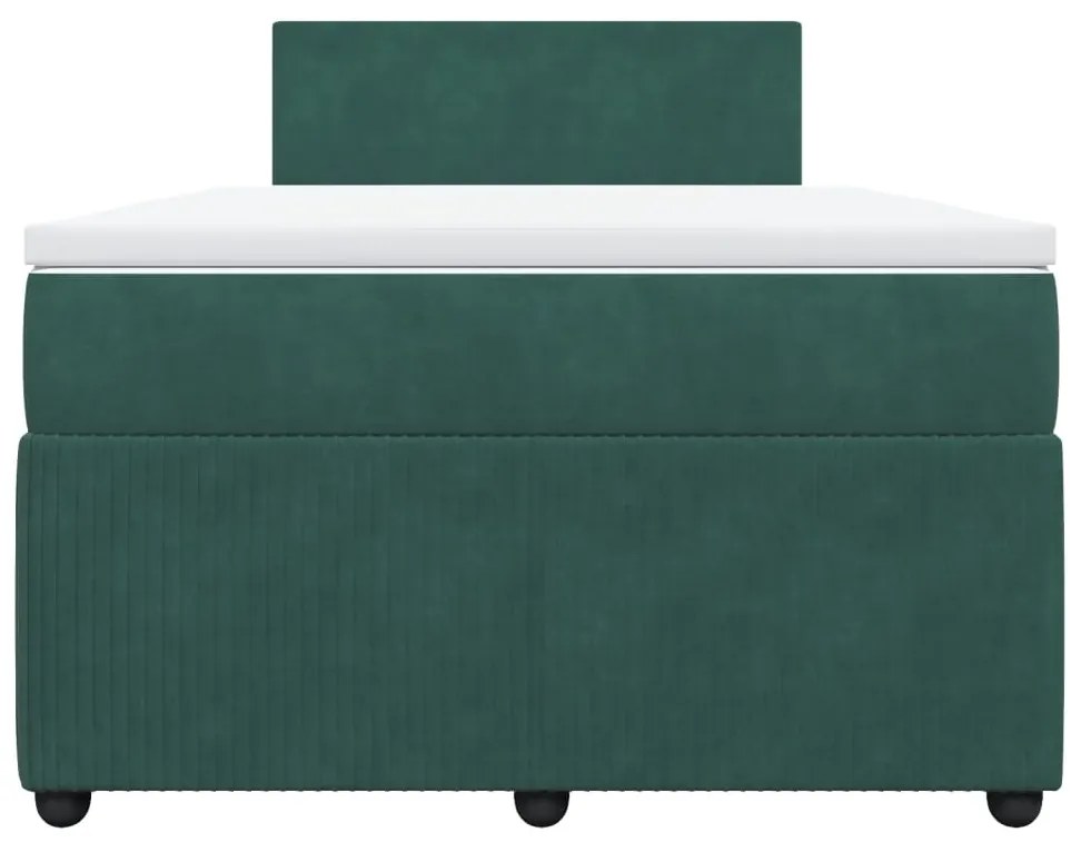 Cama boxspring com colchão 120x190 cm veludo verde-escuro