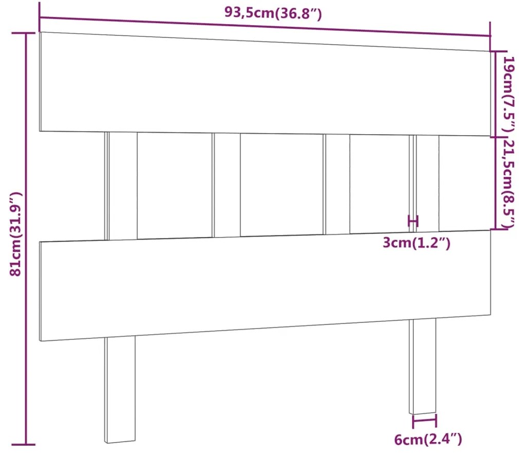 Cabeceira de cama 93,5x3x81 cm pinho maciço castanho mel
