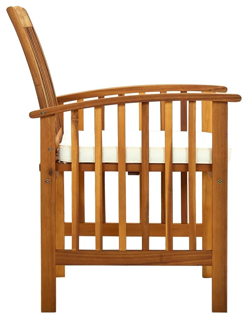 Cadeiras de jantar p/ jardim 3 pcs c/ almofadões acácia maciça