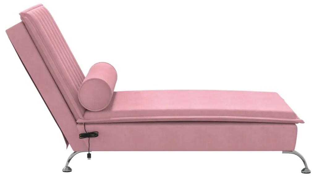 Chaise lounge de massagem com rolo veludo rosa