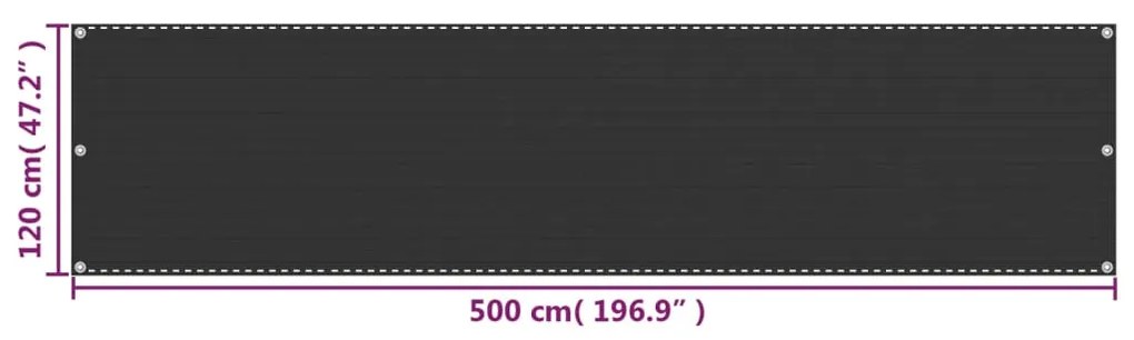 Tela de varanda PEAD 120x500 cm antracite