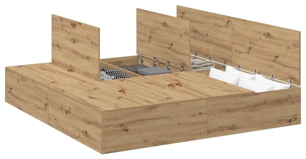 Cama de Armazenamento Carvalho Artisan 200x200 cm