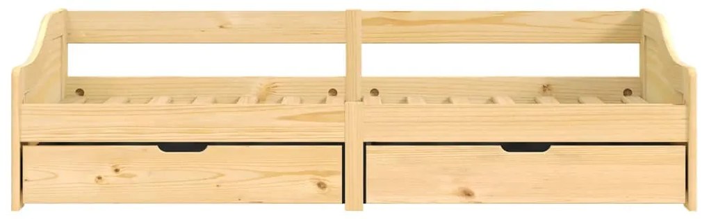 Sofá-cama com 2 gavetas 90x200 cm madeira de pinho maciça IRUN