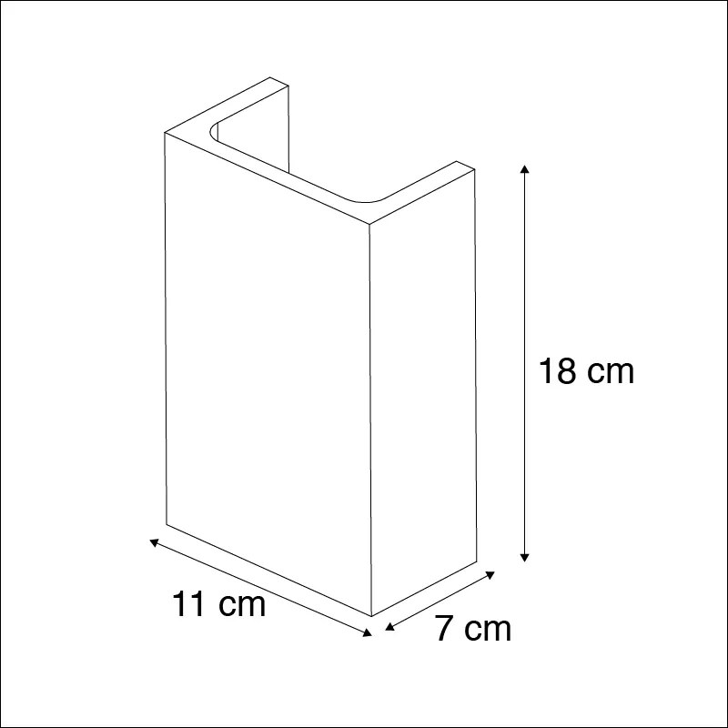 Candeeiro de parede industrial cinzento em betão retangular - Meaux Industrial