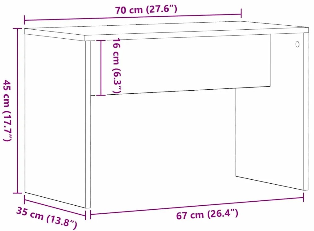 Banqueta de Toucador Carvalho Preto 70x35x45 cm Madeira de Engenharia