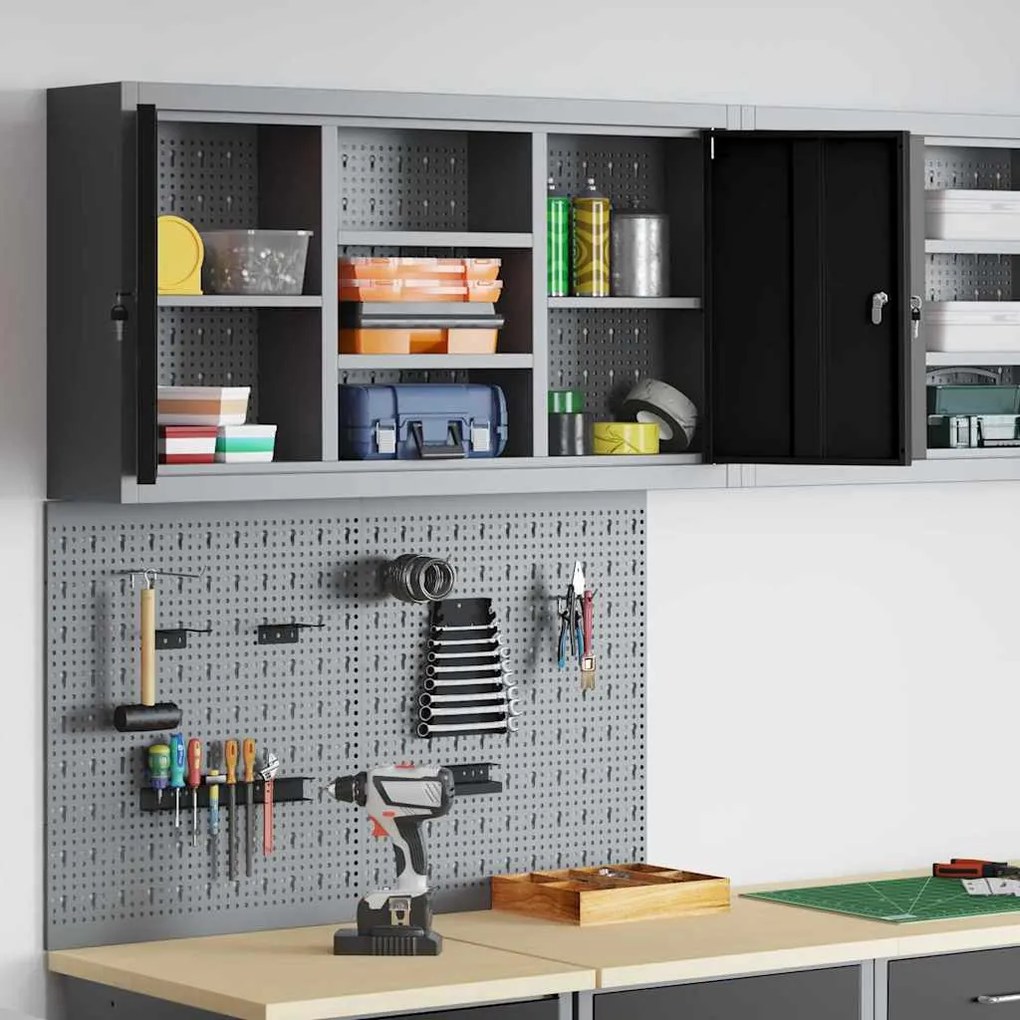 Conjunto de Armário de Ferramentas e Painel de Ferramentas VidaXL 3 Pe