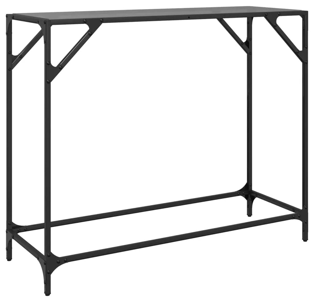 Mesa consola com tampo em vidro preto 98x35x81 cm aço