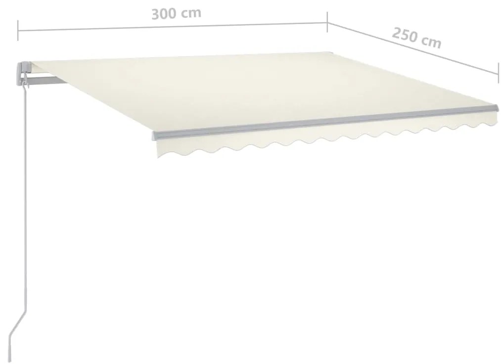 Toldo retrátil manual com LED 300x250 cm cor creme