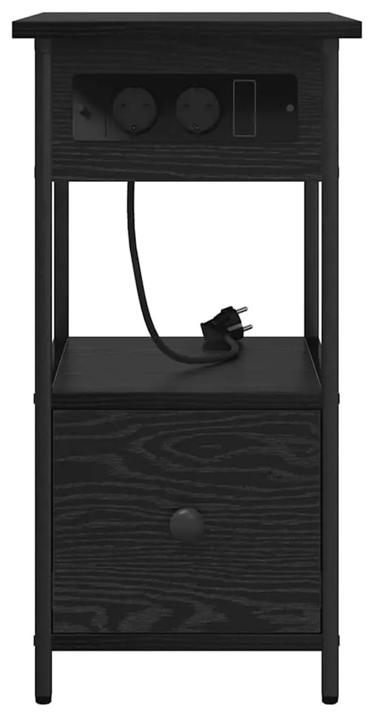 Armário de Cabeceira com gaveta Carvalho preto 60 x 30 x 61 cm
