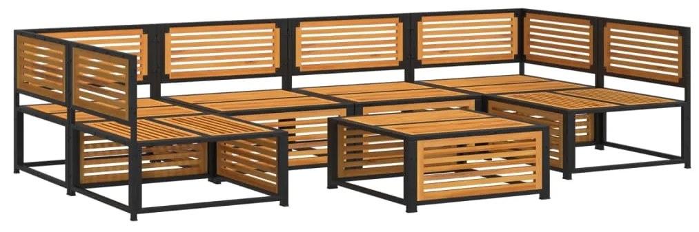 7 pcs conjunto sofás jardim c/almofadões madeira maciça acácia