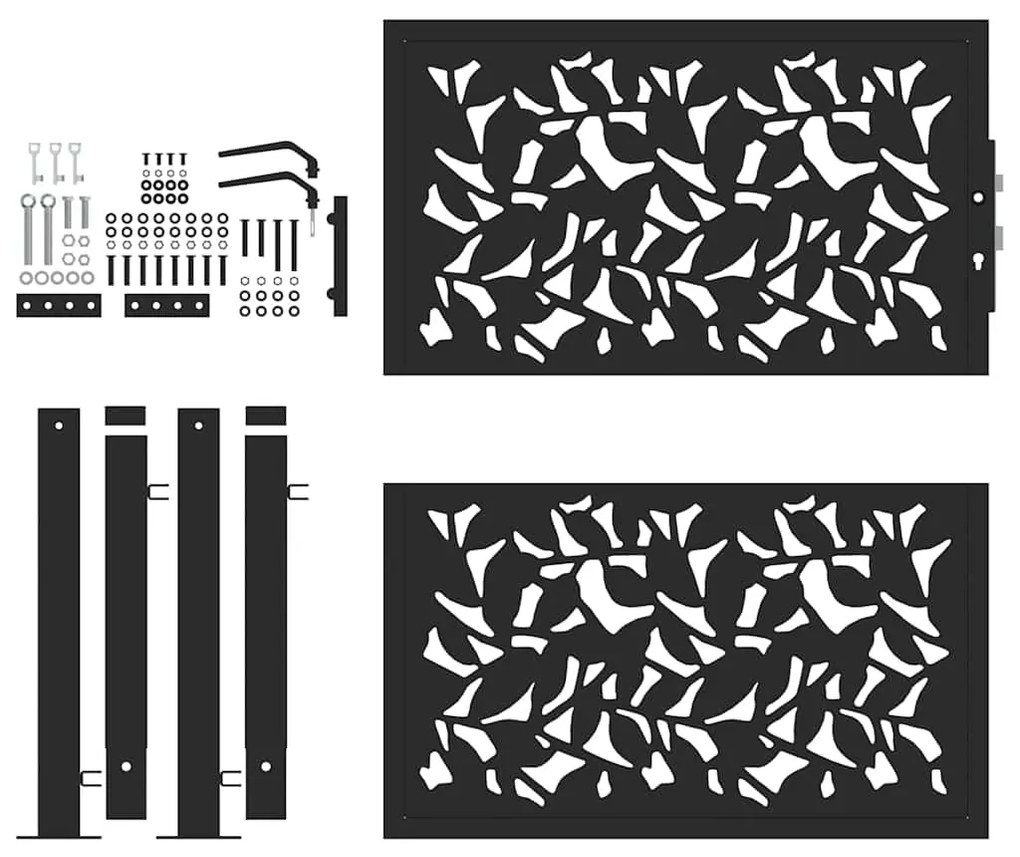 Portão de jardim 105x106 cm design em folha de aço preto