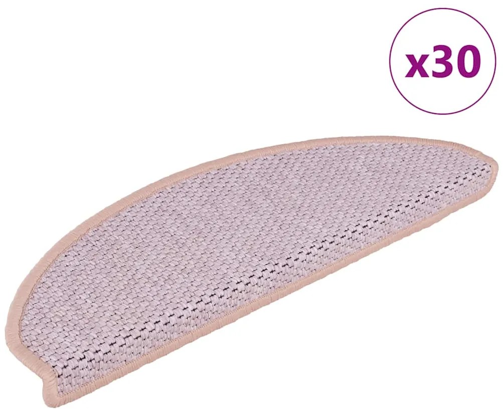 Tapetes escada adesivos aspeto sisal 30pcs 65x21x4cm cor rosa