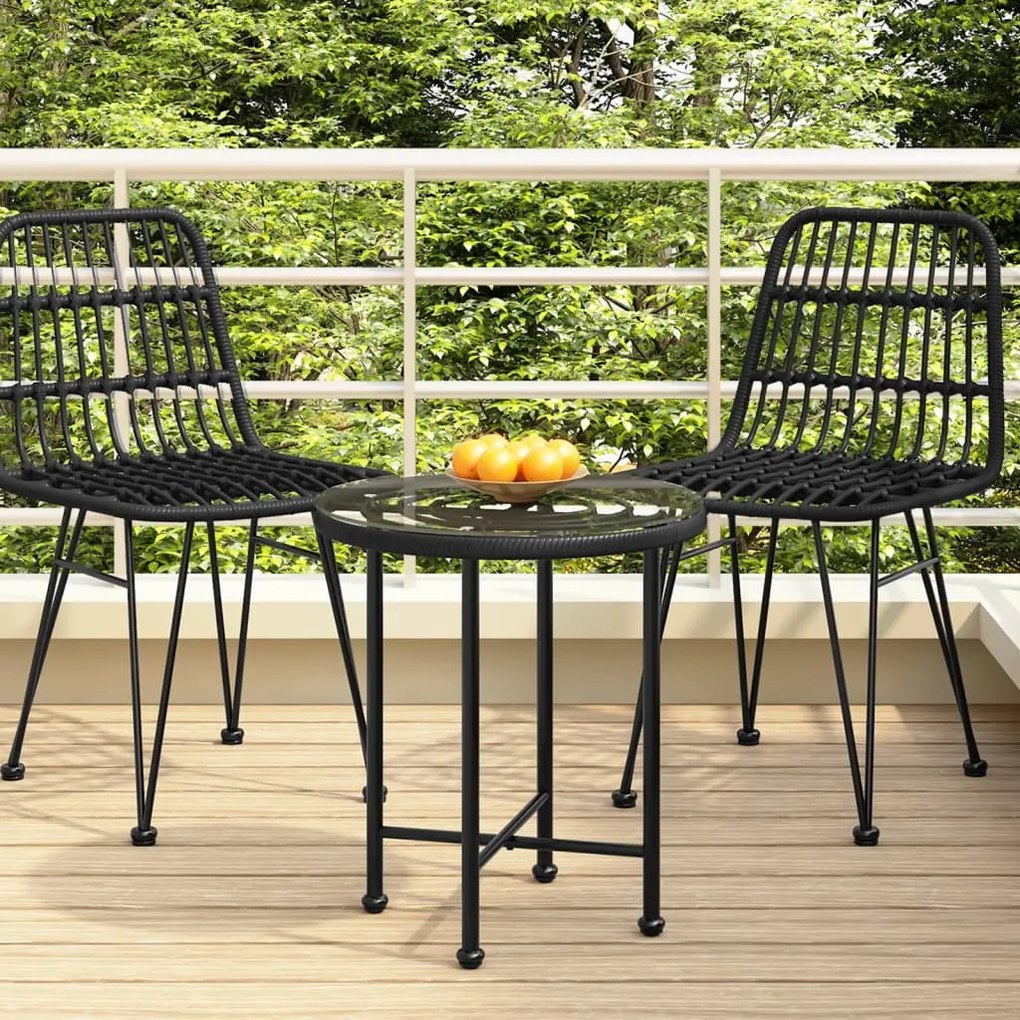 vidaXL Mesa de jantar Ø50 cm   vidro temperado e aço preto