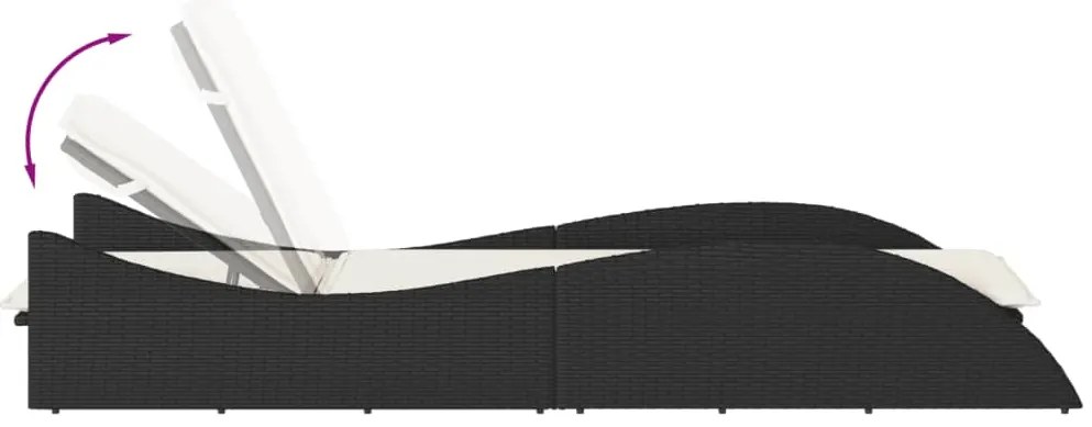 Espreguiçadeira com almofadão 60x205x73 cm vime PE preto