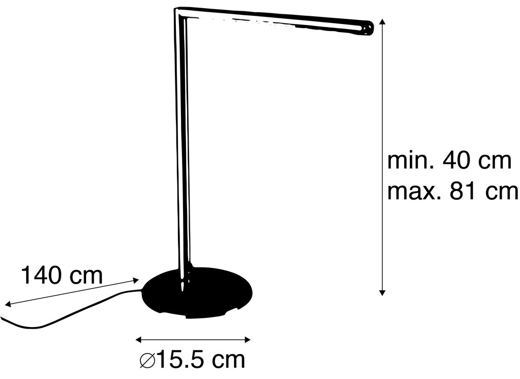 Candeeiro de mesa moderno em aço com dimmer de toque, incluindo LED - Douwe Moderno