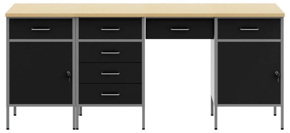 Conjunto de Mesa e Armário de Trabalho VidaXL 4 Peças Preto em Madeira