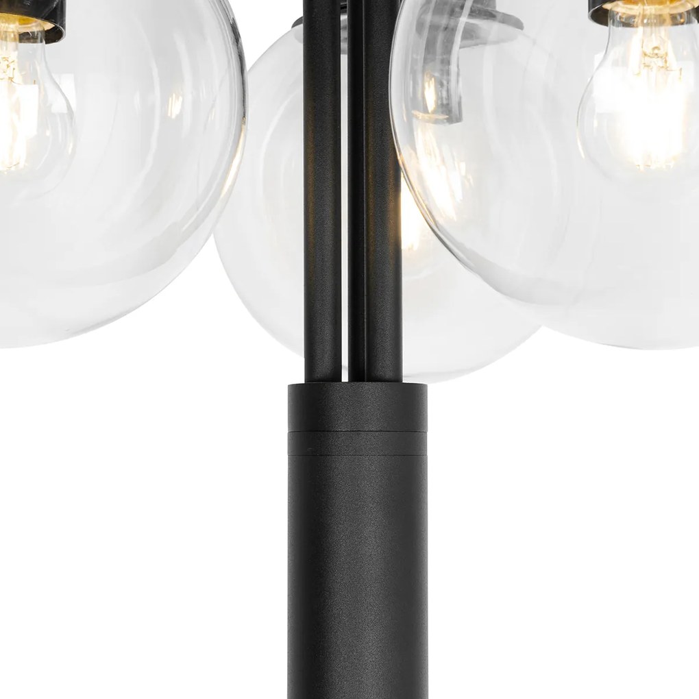 Lanterna preta com vidro transparente 200 cm 3 luzes IP44 - Sfera Moderno