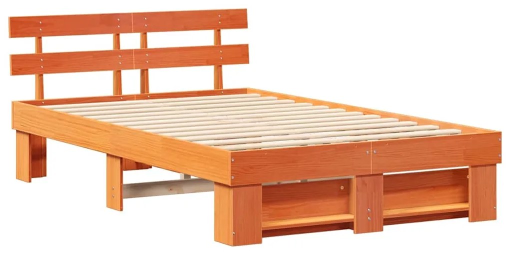 Estrutura da Cama com cabeceira Castanho-mel 140 x 190 cm