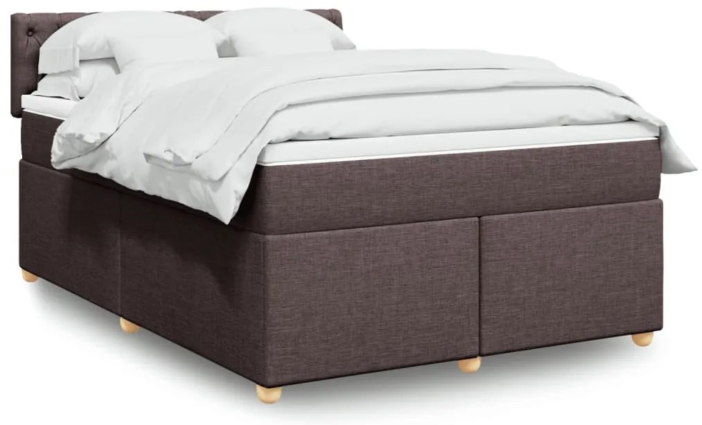 vidaXL Cama com molas/colchão 140x190 cm tecido castanho-escuro