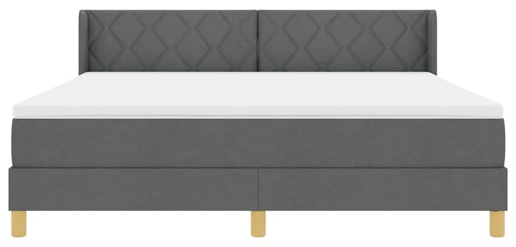 Cama Box com Colchão Cinza Escuro, 180 x 200 cm, Tecido.