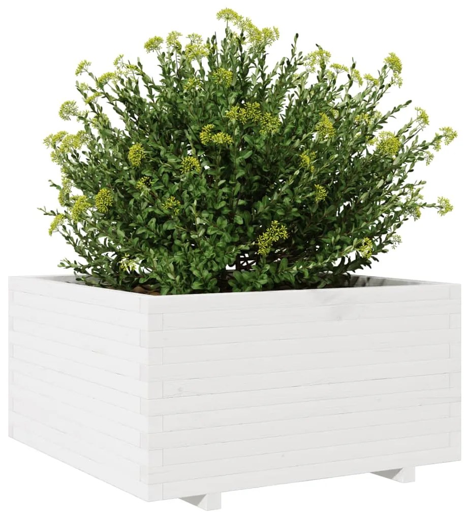 Vaso/floreira de jardim 90x90x49,5 cm pinho maciço branco