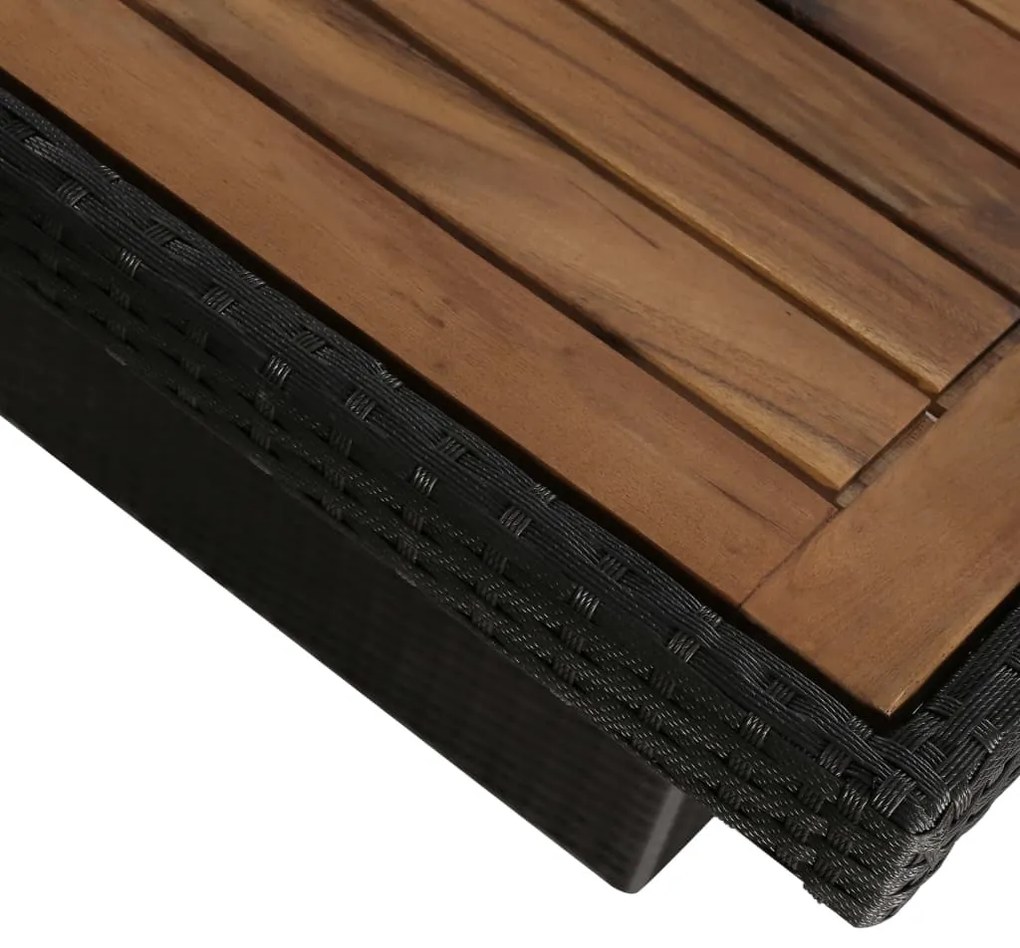 7 pcs conjunto jantar exterior com almofadões vime PE preto