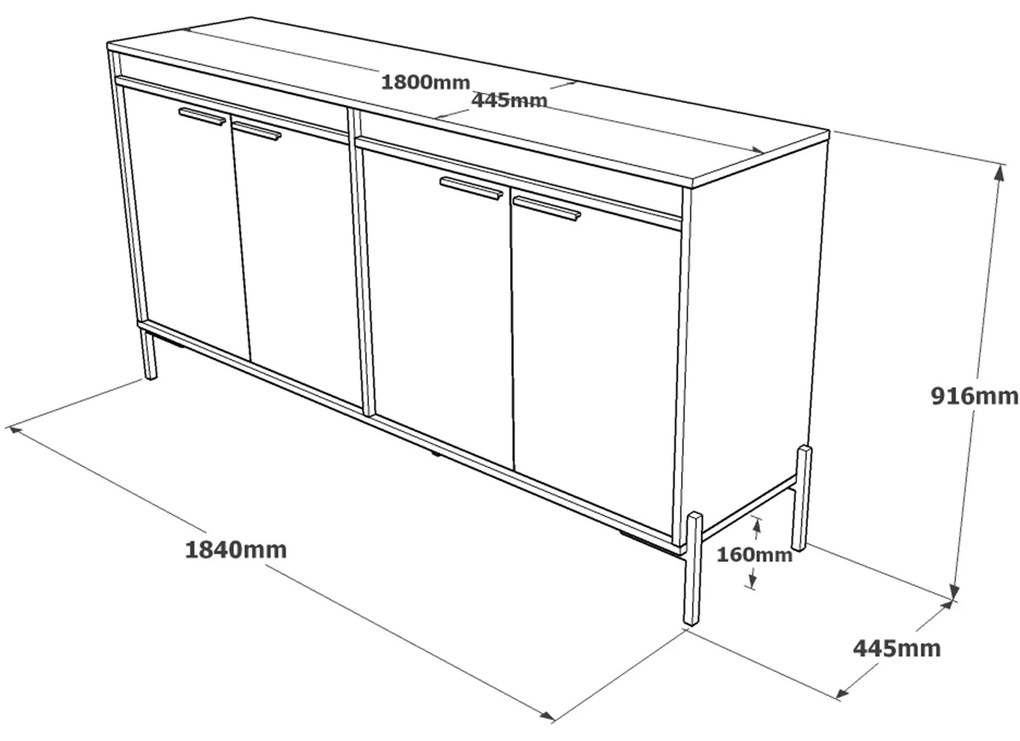Armário Multiusos VS5 – Castanho, Cinza, Antracite – 184 x 91,6 x 44,5